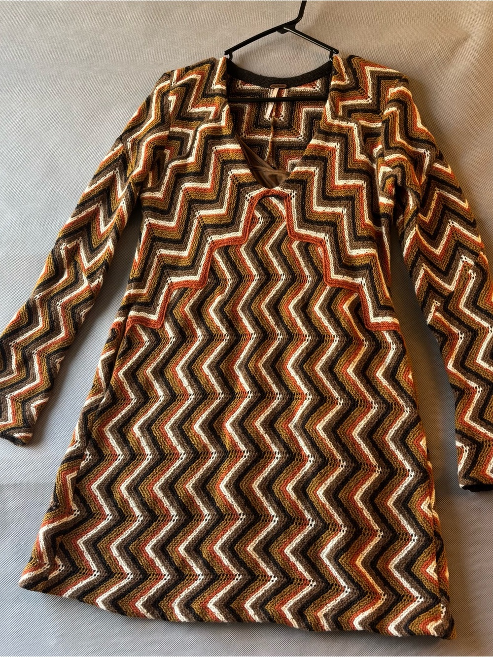 Free People Women’s Rhiannon Chevron Sweater Dress- Retro Style- Small